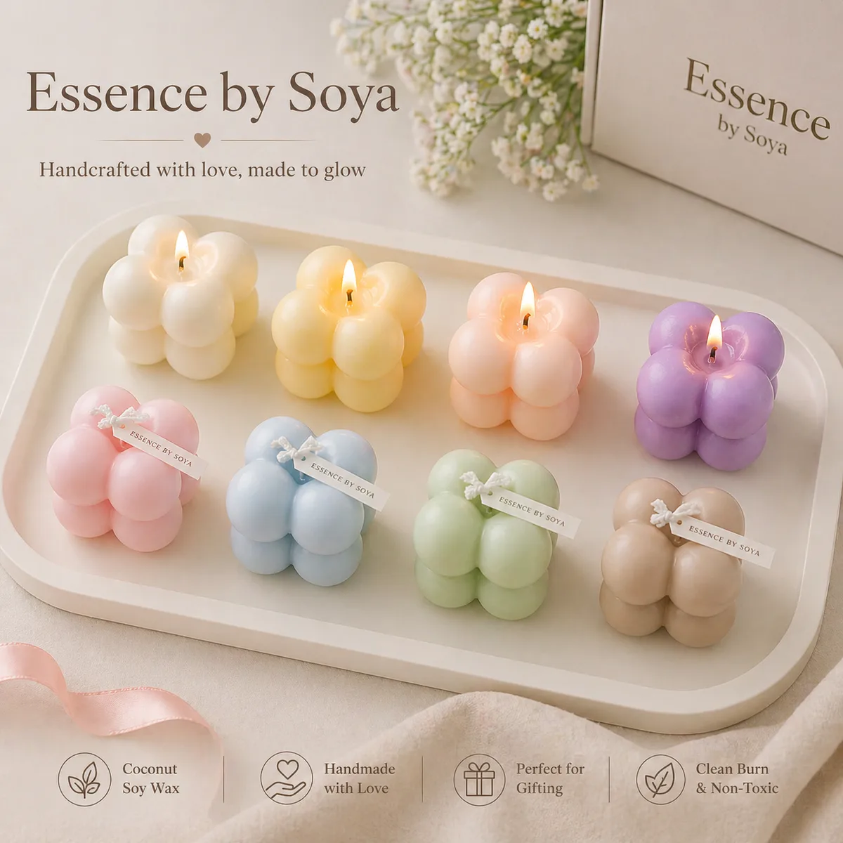 Mini Bubble Cube Candle 